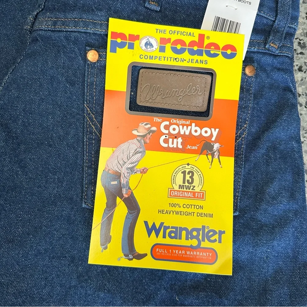 Men’s new Wrangler Pro rodeo cowboy cut denim blue jeans original‎ fit 36x38